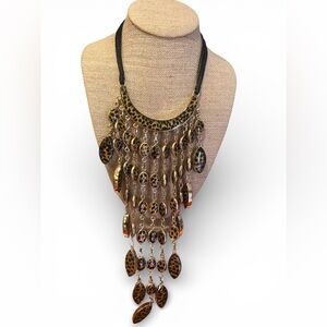 Chico’s Leopard Reversible Cascading Necklace